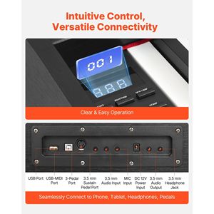 Piano Eléctrico de 88 Teclas con Peso Real, Altavoces Dobles, Pedal de Sustain, Función de Grabación y Características Divertidas - Product Image 6