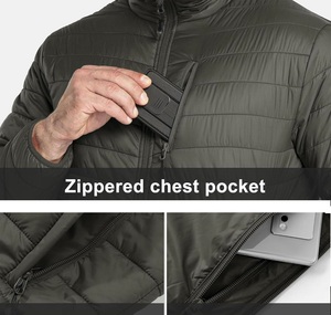 Blouson matelassé noir personnalisé avec capuche grise à cordon de serrage, manteau d'hiver épais matelassé, vêtements d'extérieur chauds isolés pour hommes, personnalisables OEM ODM - Product Image 6