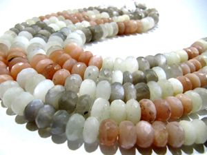 Perles facettées en pierre de lune naturelle, forme rondelle, 9-10 mm, brin de 10 pouces de long - Product Image 1