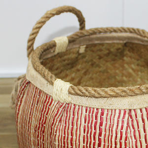 Cestas de mimbre de hoja de palma ovalada natural, cocina de contenedores de almacenamiento de colores para cajas de regalo y organización del hogar - Product Image 6