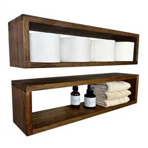Set 3 Wood Floating Wall <b>Shelves</b> Heavy Duty Timber Storage Display Ledge Board Living Room Mounted <b>Adjustable</b> Modern Holder - Product Image 5