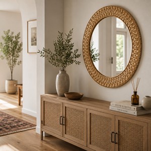 Handwoven Seagrass Round Wall <b>Mirror</b> Rustic Bohemian for Bedroom Living Room Natural Home Decoration Made in Vietnam - Product Image 6