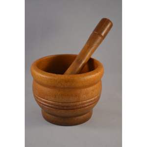Mortier et pilon en bois naturel, bois de mangue, écraseur de cuisine, outil pour les herbes et les épices - Product Image 1