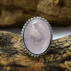 Rose Quartz <b>Silver</b> <b>Ring</b> <b>925</b> Sterling <b>Silver</b> Natural Oval Gemstone Bezel Setting <b>Ring</b> Romantic Gift for Women - Product Image 2