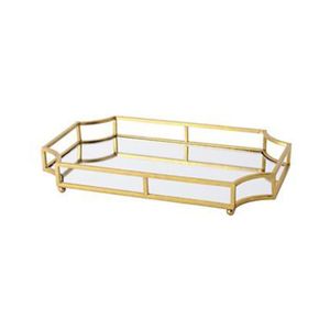 Luxury Gold <b>Mirror</b> Decorative Tray Modern Metal Rectangular Glass Serving Tray For Wedding Centerpiece Home Hotel Decor Items - Product Image 2