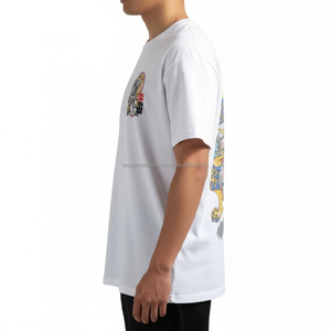 <b>Men's</b> Drop Shoulder T-<b>Shirt</b> White Oversized Graphic Custom OEM Wholesale - Product Image 2