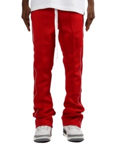 Pantalon de survêtement empilé en coton de haute qualité pour hommes Pantalon évasé Streetwear avec impression OEM personnalisée - Product Image 1