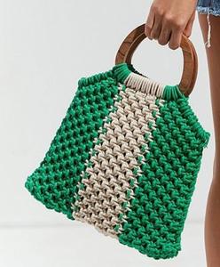 Cheap Rate 2026 Model Woven Straw Handbag Crochet <b>Net</b> Carry <b>Bag</b> Tortoise Handle Shoulder Purse for Beach Travel - Product Image 5