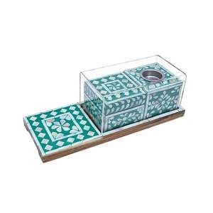 Quemador de Incienso Árabe de Lujo con Incrustaciones de Madreperla, Juego de Regalo con Caja y Cubierta Acrílica para Ramadán, Venta al Por Mayor - Product Image 3