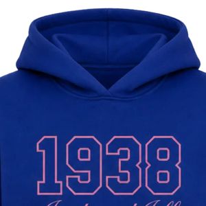 เสื้อฮู้ดครอปพิมพ์ลายกราฟิกสีน้ำเงินรอยัลสำหรับผู้หญิง ปี 1938 แขนยาว ผ้าฟลีซ สวมใส่สบาย สไตล์ลำลอง แฟชั่นสตรีทแวร์ - Product Image 2