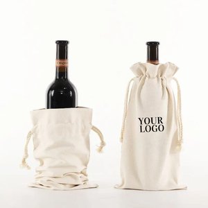 Bolsa de compras para vino hecha de material 100% algodón para compras y viajes con logotipo y tamaño personalizados - Product Image 1