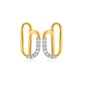 Boucles d'oreilles minimalistes en or jaune avec diamants ovales fascinants, diamants naturels taille brillant rond, pour femme, à porter au quotidien - Product Image 1