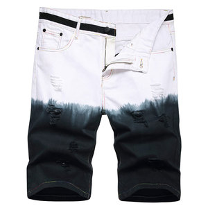 Shorts en jean déchirés pour homme, taille haute, coupe droite, décontractés, 100% coton, style urbain, haute qualité - Product Image 1