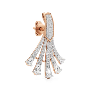 Rose Gold Plated Diamond Tassel <b>Drop</b> <b>Earrings</b> Women's Luxury Pear Cut Wedding Jewelry - Product Image 2