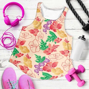 Women <b>Floral</b> Digital Printed Feather Embellished Tank <b>Top</b> Scoop Neck Regular Length Breathable Knitted Polyester Casual Style - Product Image 3