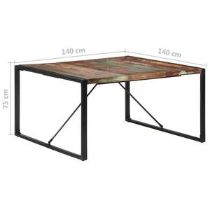 Table à manger en bois massif recyclé avec des tons de bois variés, grande, durable et élégante - Product Image 6