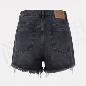 Jean court en denim déchiré délavé taille basse pour femme, grande taille, sexy et décontracté, couleur personnalisable - Product Image 2