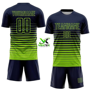 Maillot de football personnalisé Vantex Sports à séchage rapide, dégradé noir-vert, manches courtes, uniforme d'équipe, numéro 00 imprimé, polyester - Product Image 1