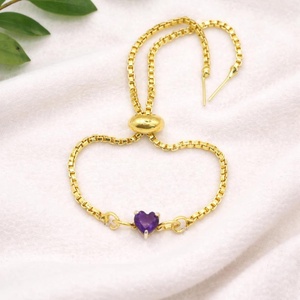 Citrine Quartz Heart Bracelet Gold Plated Prong <b>Set</b> Adjustable Slider Bracelet Handmade Gemstone November Birthstone Jewelry - Product Image 6