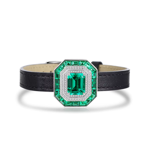 Bracelet de luxe pour femme avec diamant de laboratoire taille émeraude et pierres d'émeraude, alliage de métal précieux, pour un usage quotidien - Product Image 2