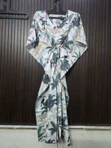 Animal Print V-neck Loose Sleeve Tea-Length <b>Bohemian</b> <b>Dress</b> for Women Casual Wear - Product Image 2