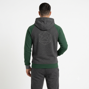 Sudadera con Capucha para Hombre, Estampado Geométrico, Manga Larga, Estilo Casual, Gris Oscuro/Verde, Estilo Otoñal, Corte Regular, Transpirable, Algodón - Product Image 2