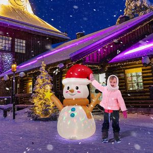 Decorazione Natalizia Gonfiabile a Forma di Pupazzo di Neve 4 Piedi con Luci LED Colorate Rotanti per Esterni - Product Image 4