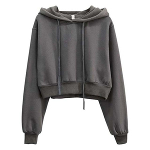 Latest Style Women's <b>Crop</b> <b>Top</b> Hoodies 100% Cotton Fleece Long Sleeves Casual Wear Plus Size Spring 100% Cotton Knitted Fit - Product Image 6