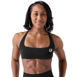 Soutien-gorge de sport noir pour femme à dos croisé, maintien moyen, idéal pour le yoga, la course, la gym, le fitness et l'entraînement - Product Image 1
