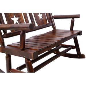 Sedia a dondolo doppia in carbonio per esterni, panca a dondolo in legno con seduta curva larga per 2 persone, per portico, giardino o patio - Product Image 2