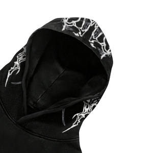 Black <b>Gothic</b> Graphic Pullover <b>Hoodie</b> Streetwear Long Sleeve 100% Cotton Oversized Wholesale Casual Fashion Apparel Clothing - Product Image 5