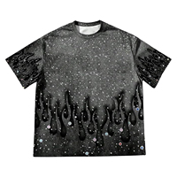 T-shirt Streetwear Homme à Strass 100% Coton Coupe Oversize Manches Courtes Écologique 230g Personnalisable Haute Qualité Anti-Plis