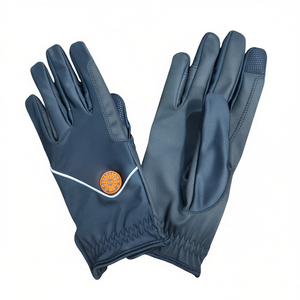 Riding Gloves Synthetic Leather Palm Stretch Silicone Printed Polyester Back Comfortable Pull-On Unisex Summer <b>Equestrian</b> - Product Image 2