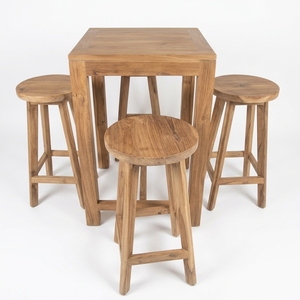 Conjunto de Taburetes de Bar Modernos de Teca Reciclada para Exteriores, Taburetes Altos Resistentes a la Intemperie, Mesa de Madera Resistente a la Intemperie, Proveedor Mayorista de Muebles de Jardín - Product Image 1