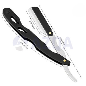 Rasoir de barbier pliant à lame unique en acier inoxydable avec manche ergonomique noir pour le rasage de la barbe, le détail des contours et l'utilisation en salon - Product Image 3
