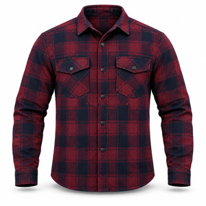 Chemise en flanelle à carreaux imprimée pour homme avec protections, manches longues, en fibre de coton respirante, imprimée par transfert thermique, pour l'automne - Product Image 5