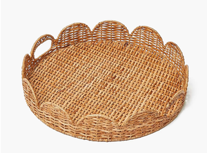 Plateau de service en rotin naturel fait main avec poignées, plateau tissé pour le petit-déjeuner, le thé, le café, les fruits, pour la décoration de la maison et de la cuisine - Product Image 3