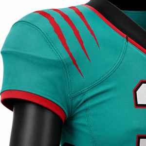 <b>Men's</b> Teal Black Football Uniform Set Number 3 Athletic Jersey Pants Helmet Gloves <b>Socks</b> Cleats Team Sports Apparel Training - Product Image 3