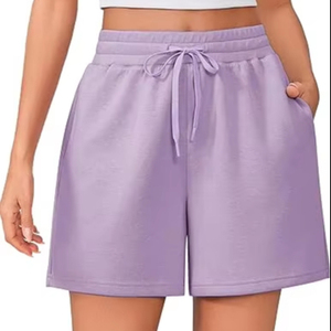 Custom logo Women's Shorts Gym Shorts with Drawstring Fleece Cotton Sweat Shorts for Women High Quality Casual Short <b>Pants</b> Women - Product Image 2