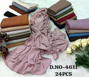 คอลเลคชั่นผ้าพันคอชีฟองพรีเมียม - D.NO-4611 (24 ชิ้น) |   ฮิญาบเนื้อนุ่ม น้ำหนักเบา ระบายอากาศได้ดี พร้อมขอบลูกไม้ลายละเอียดอ่อน - Product Image 1
