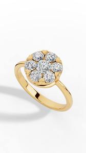 Modern Floral Cluster Duo <b>Ring</b> Radiant Round Sparkle Jewelry Premium High Polish <b>Silver</b> Composite <b>Statement</b> Eternity <b>Ring</b> - Product Image 4