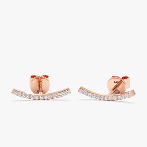 Pendientes de Oro Amarillo con Barra Curva y Diamantes Cultivados en Laboratorio - Product Image 3