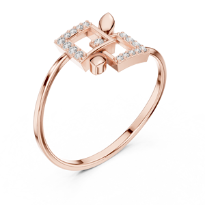 Anillo de Diamantes con Engaste de Puntas Redondas de 0.35 TCW en Oro Rosa de 14K |   Anillo de Diamantes con Diseño Geométrico para Mujer, Joyería Fina, Regalo de Aniversario - Product Image 6