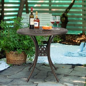 Tavolo Circolare in Alluminio Pressofuso con Piano Diamantato 78*78*75cm, Elegante Tavolo da Esterno in Bronzo per un'Esperienza di Giardino di Prima Classe - Product Image 6