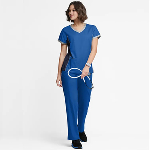 Wholesale Women Medical Nursing Scrubs <b>Set</b> Short Sleeve <b>Doctor</b> Nurse Uniform Clinic Workwear Top & Pants - Product Image 1