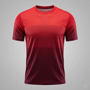 Custom Blank <b>Red</b> Gradient Soccer Jersey Men's Ombre Short Sleeve Crew Neck Football Training Shirt - Product Image 5