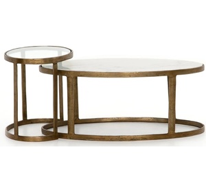Modern <b>Round</b> <b>Coffee</b> <b>Table</b> With White <b>Marble</b> Top And Iron Frame Contemporary Design Living Room Furniture - Product Image 3