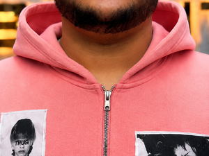 Nouveau design – Sweat à capuche zippé oversize streetwear en polaire avec empiècements, poche avant, manches classiques – Tenue de sport automne - Product Image 4