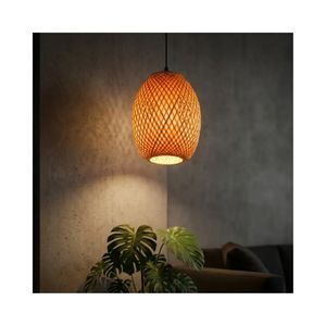 Lampe suspendue en rotin au design moderne, luminaire décoratif pour restaurant, lampe en rotin de bambou pour hôtel - Product Image 1