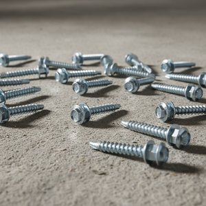 Tornillos autorroscantes TEK Point con cabeza hexagonal y arandela, Clase 4.8/6.8, rosca gruesa, de acero al carbono zincado/galvanizado, en pulgadas - Product Image 1